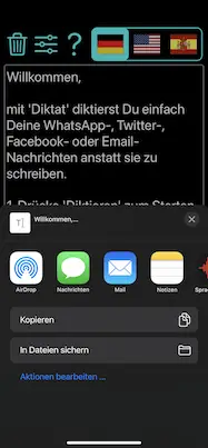 Diktat App - Text Teilen 