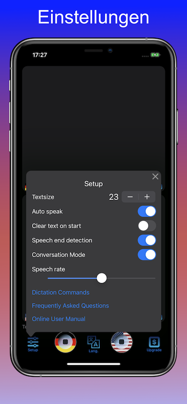 Voice Translator App - Settings